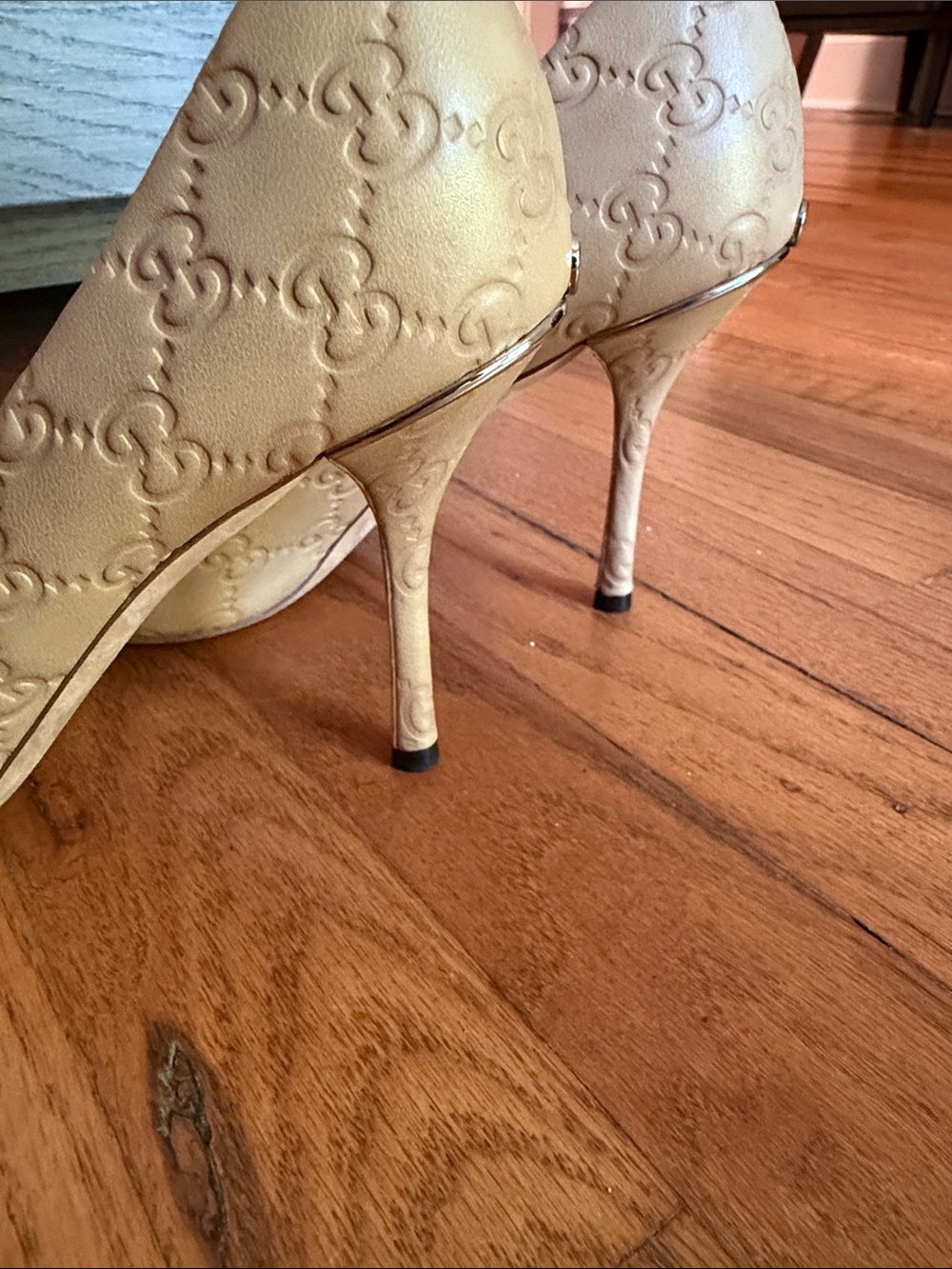 Gucci Caramel Leather peep toe heels size 37 - Picture 5 of 7